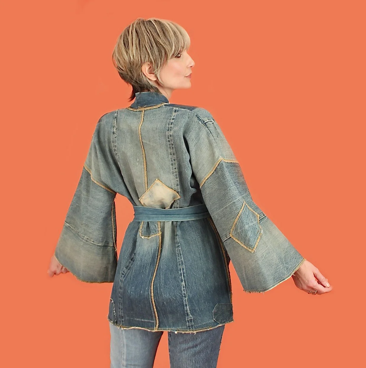 Vintage 60s 70s Selvedge Denim Wrap Jacket // Rare OOAK